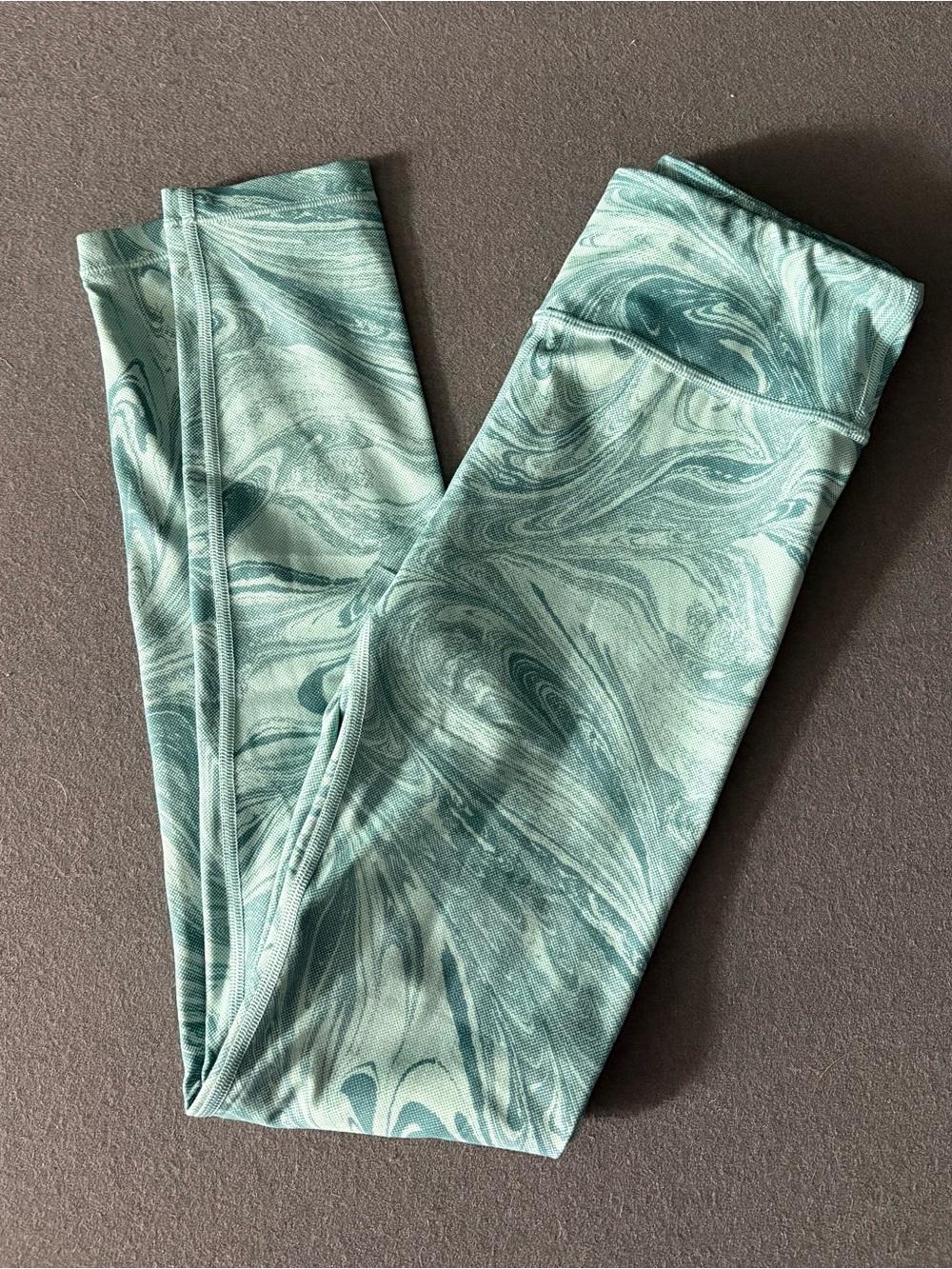 Athleta Kids Teal Marble-Print Leggings